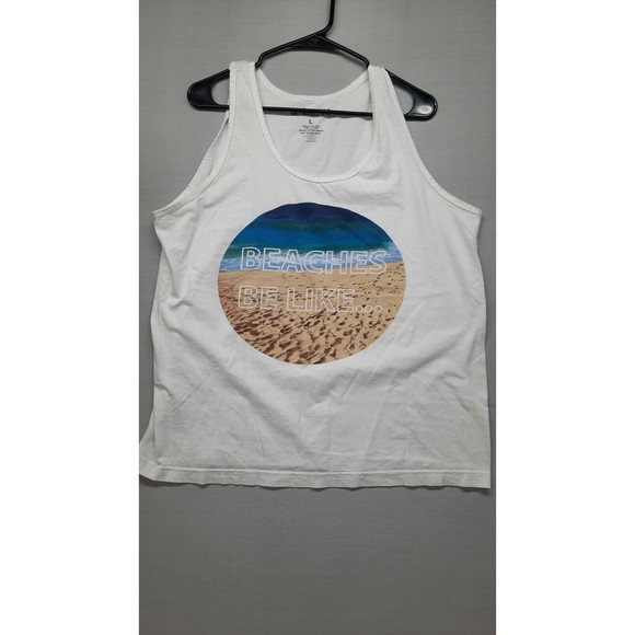 AMBSN "BEACHES BE LIKE..." TANK TOP LARGE - Picture 1 of 5
